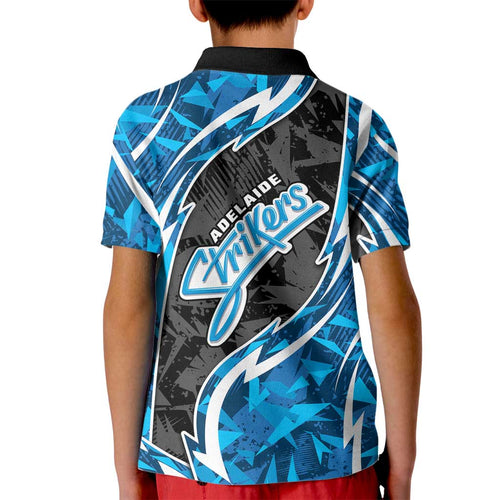 Adelaide Strikers Kid Polo Shirt Flaming Lightning Storm Geometric Sports Mascot Art