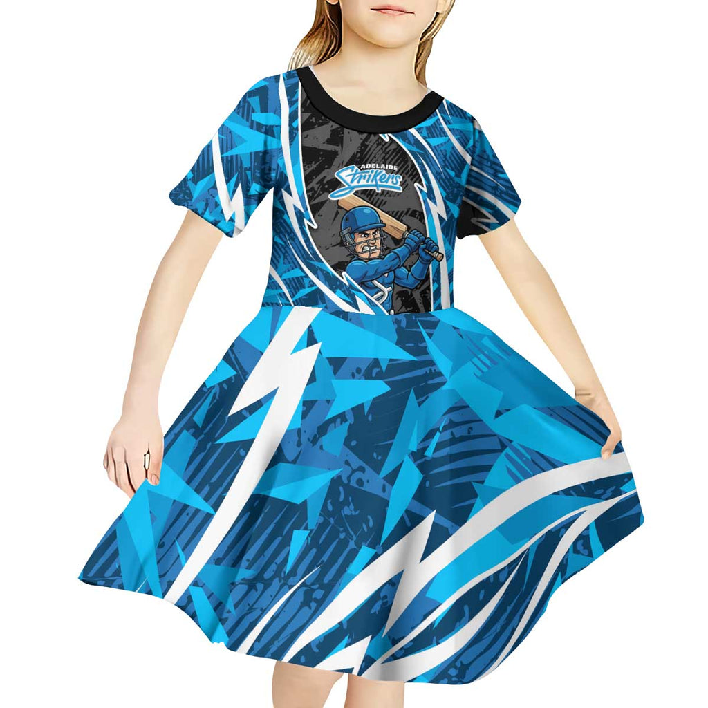 Adelaide Strikers Kid Short Sleeve Dress Flaming Lightning Storm Geometric Sports Mascot Art