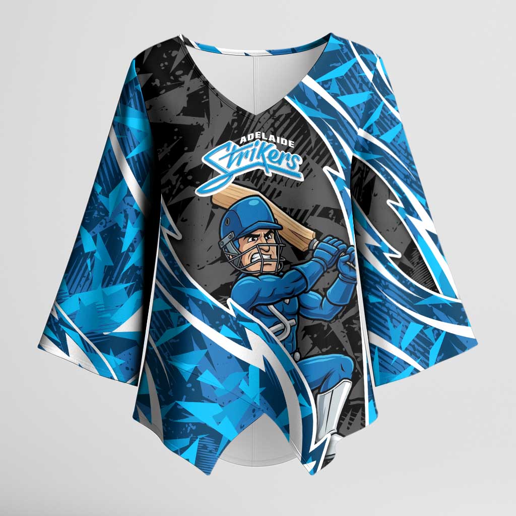 Adelaide Strikers Kimono Sleeve Blouse Flaming Lightning Storm Geometric Sports Mascot Art
