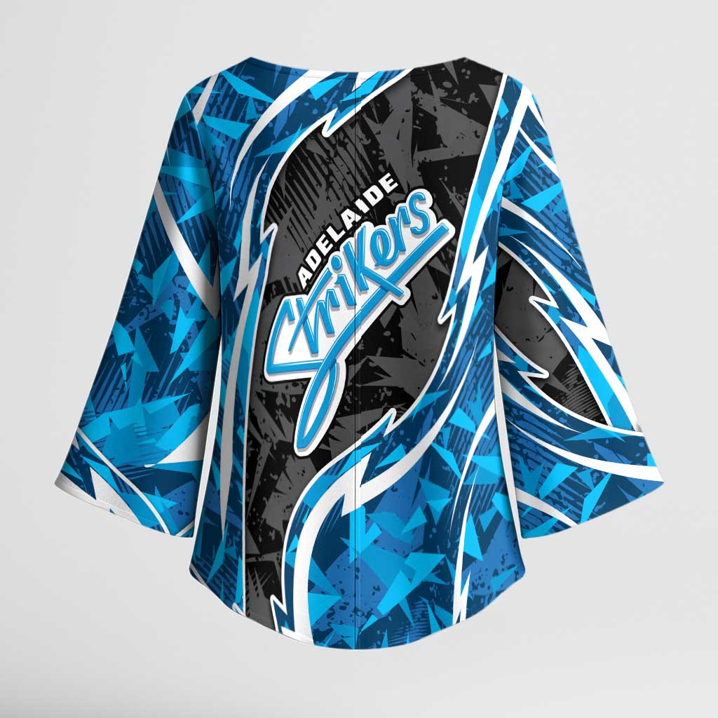 Adelaide Strikers Kimono Sleeve Blouse Flaming Lightning Storm Geometric Sports Mascot Art
