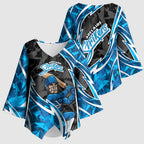 Adelaide Strikers Kimono Sleeve Blouse Flaming Lightning Storm Geometric Sports Mascot Art