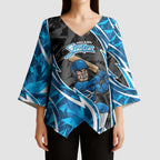 Adelaide Strikers Kimono Sleeve Blouse Flaming Lightning Storm Geometric Sports Mascot Art