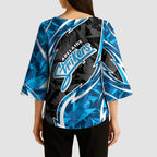 Adelaide Strikers Kimono Sleeve Blouse Flaming Lightning Storm Geometric Sports Mascot Art
