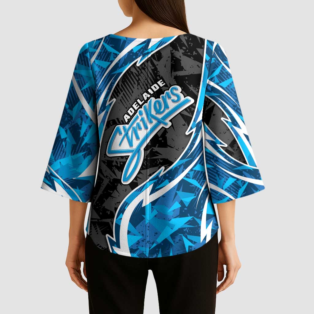 Adelaide Strikers Kimono Sleeve Blouse Flaming Lightning Storm Geometric Sports Mascot Art