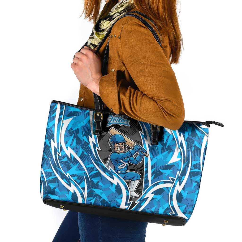 Adelaide Strikers Leather Tote Bag Flaming Lightning Storm Geometric Sports Mascot Art