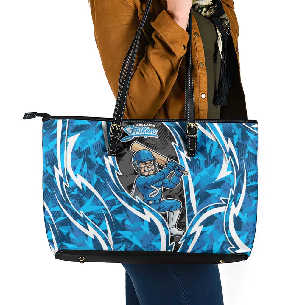 Adelaide Strikers Leather Tote Bag Flaming Lightning Storm Geometric Sports Mascot Art