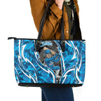 Adelaide Strikers Leather Tote Bag Flaming Lightning Storm Geometric Sports Mascot Art