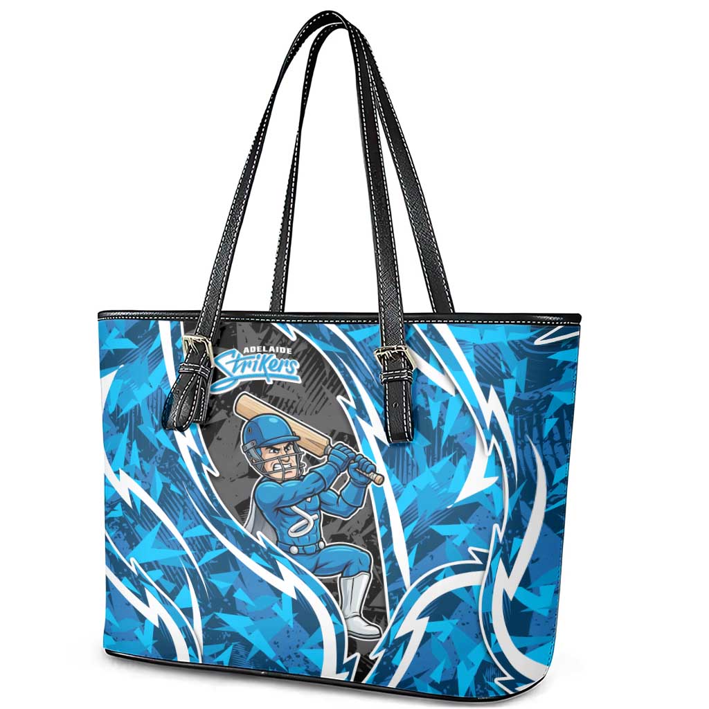 Adelaide Strikers Leather Tote Bag Flaming Lightning Storm Geometric Sports Mascot Art