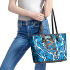 Adelaide Strikers Leather Tote Bag Flaming Lightning Storm Geometric Sports Mascot Art