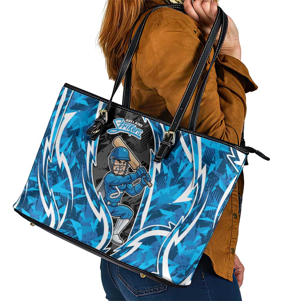Adelaide Strikers Leather Tote Bag Flaming Lightning Storm Geometric Sports Mascot Art