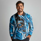Adelaide Strikers Long Sleeve Polo Shirt Flaming Lightning Storm Geometric Sports Mascot Art