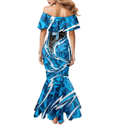Adelaide Strikers Mermaid Dress Flaming Lightning Storm Geometric Sports Mascot Art