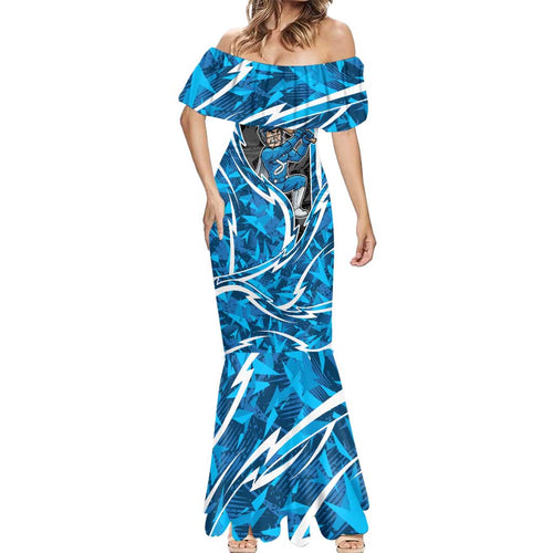 Adelaide Strikers Mermaid Dress Flaming Lightning Storm Geometric Sports Mascot Art
