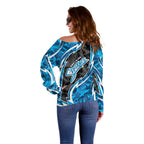 Adelaide Strikers Off Shoulder Sweater Flaming Lightning Storm Geometric Sports Mascot Art