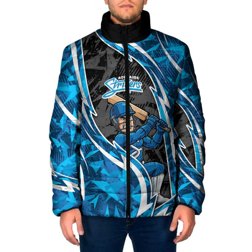Adelaide Strikers Padded Jacket Flaming Lightning Storm Geometric Sports Mascot Art