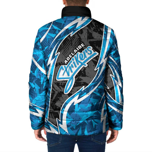 Adelaide Strikers Padded Jacket Flaming Lightning Storm Geometric Sports Mascot Art