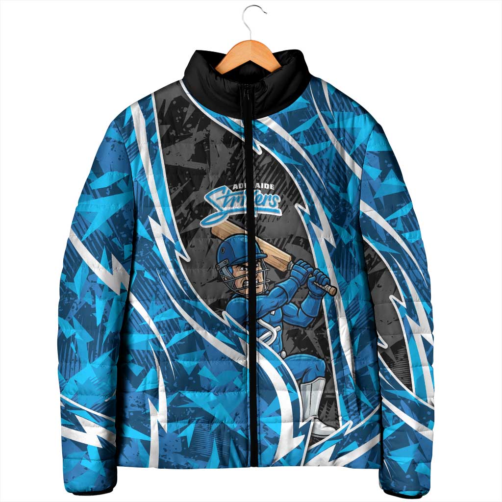 Adelaide Strikers Padded Jacket Flaming Lightning Storm Geometric Sports Mascot Art