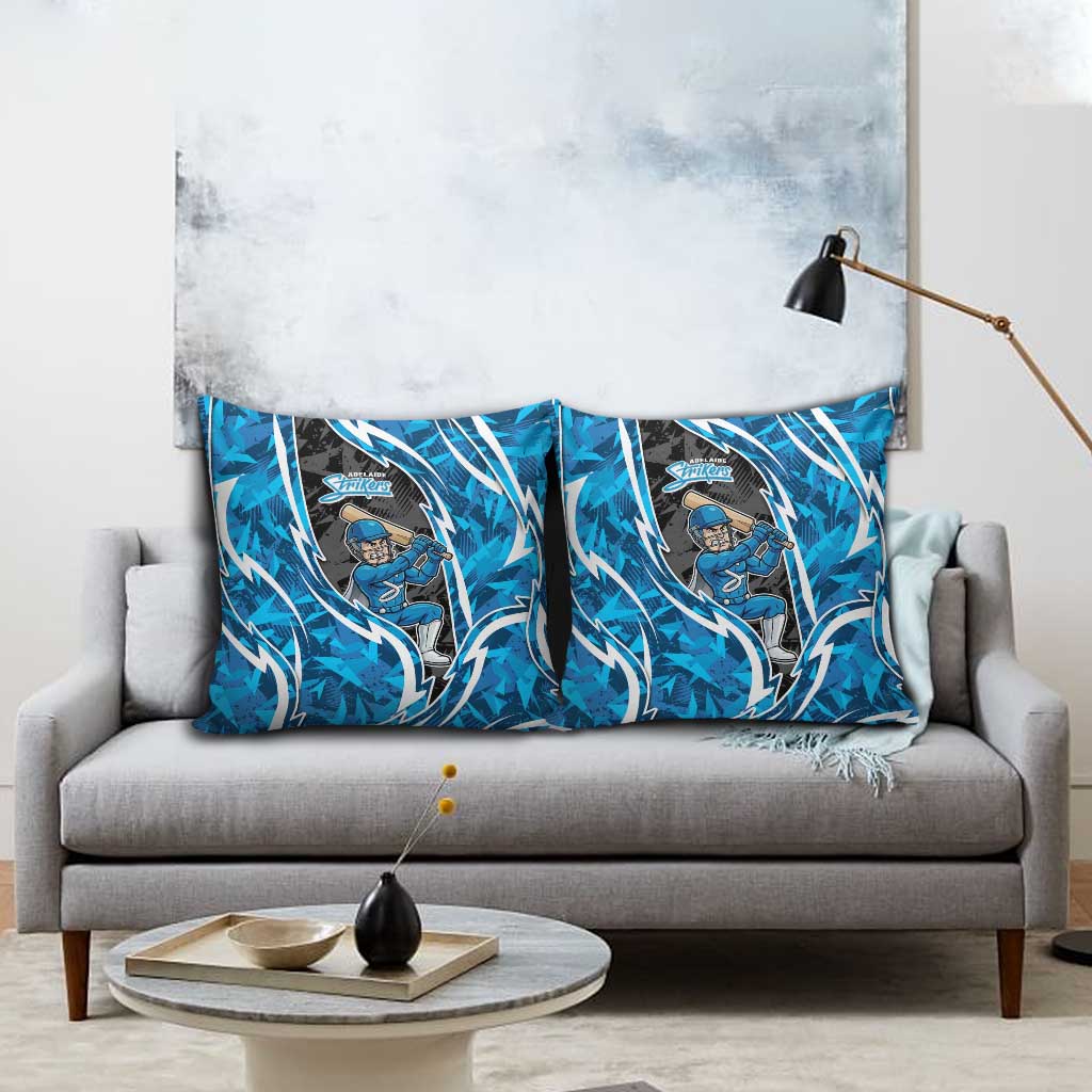 Adelaide Strikers Pillow Cover Flaming Lightning Storm Geometric Sports Mascot Art