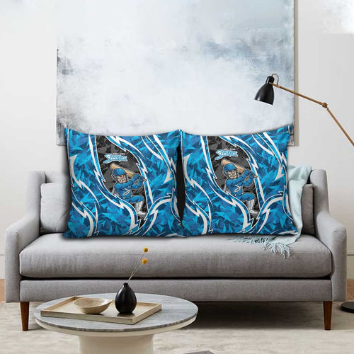 Adelaide Strikers Pillow Cover Flaming Lightning Storm Geometric Sports Mascot Art