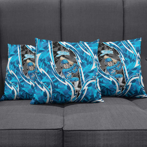 Adelaide Strikers Pillow Cover Flaming Lightning Storm Geometric Sports Mascot Art
