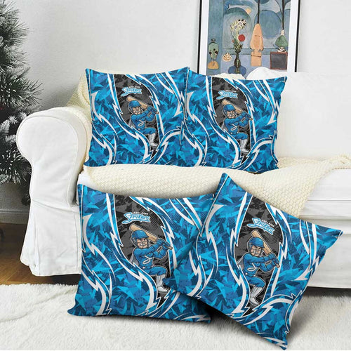 Adelaide Strikers Pillow Cover Flaming Lightning Storm Geometric Sports Mascot Art