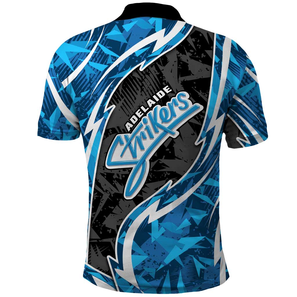 Adelaide Strikers Polo Shirt Flaming Lightning Storm Geometric Sports Mascot Art
