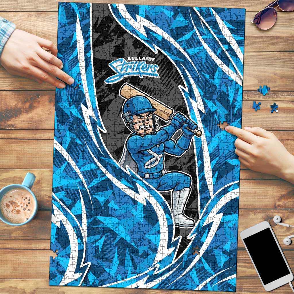 Adelaide Strikers Puzzle Flaming Lightning Storm Geometric Sports Mascot Art