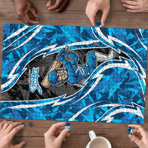 Adelaide Strikers Puzzle Flaming Lightning Storm Geometric Sports Mascot Art
