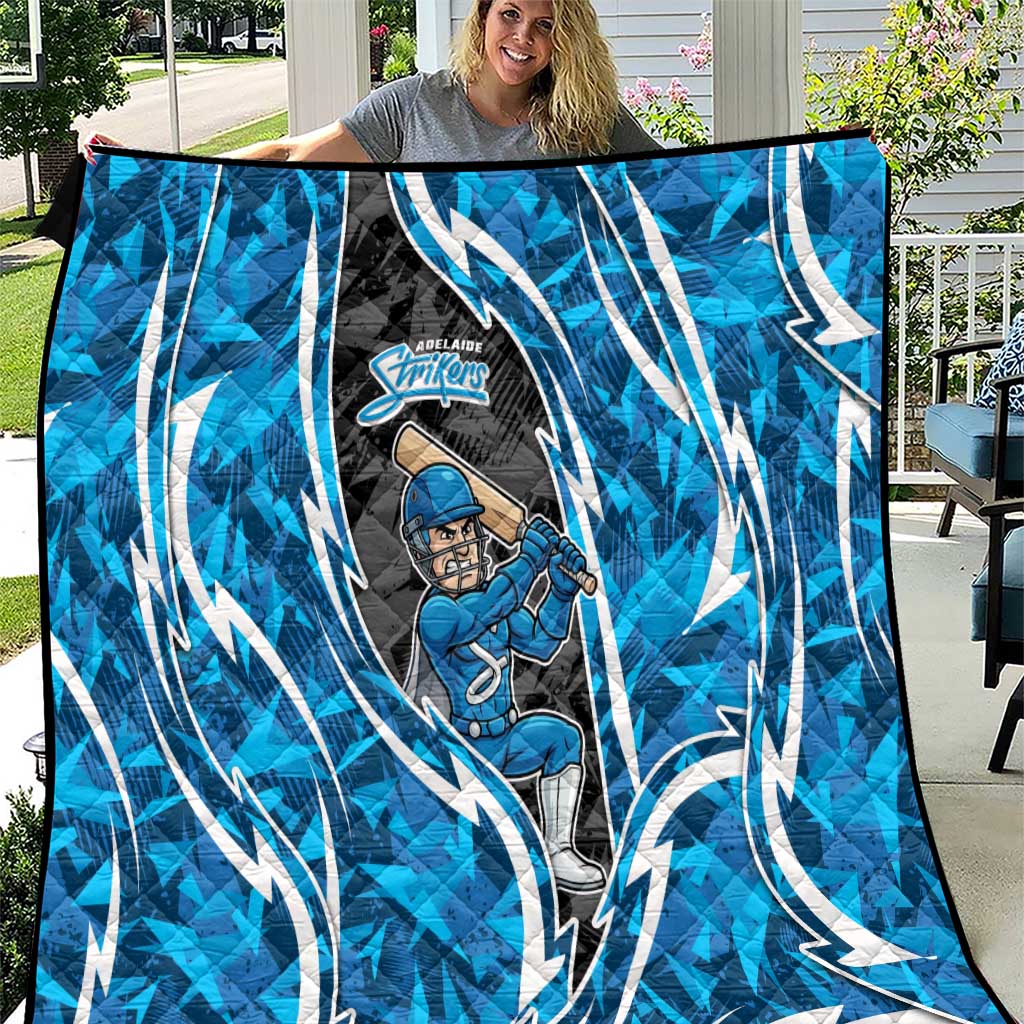 Adelaide Strikers Quilt Flaming Lightning Storm Geometric Sports Mascot Art