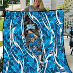 Adelaide Strikers Quilt Flaming Lightning Storm Geometric Sports Mascot Art