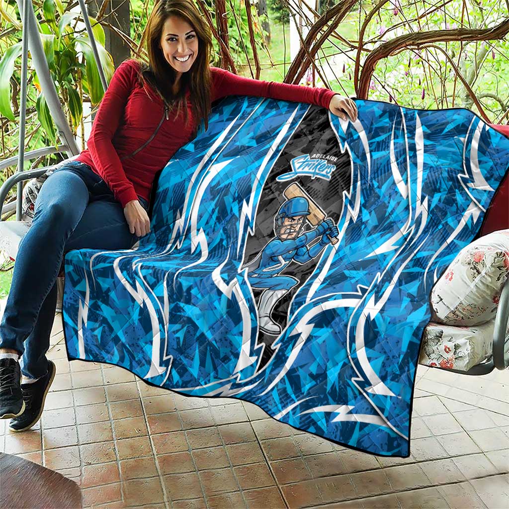 Adelaide Strikers Quilt Flaming Lightning Storm Geometric Sports Mascot Art