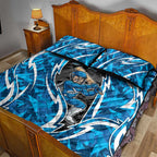 Adelaide Strikers Quilt Bed Set Flaming Lightning Storm Geometric Sports Mascot Art