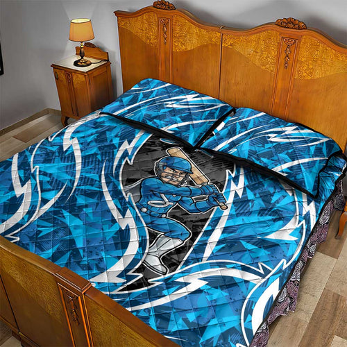 Adelaide Strikers Quilt Bed Set Flaming Lightning Storm Geometric Sports Mascot Art