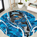 Adelaide Strikers Round Carpet Flaming Lightning Storm Geometric Sports Mascot Art