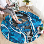 Adelaide Strikers Round Carpet Flaming Lightning Storm Geometric Sports Mascot Art