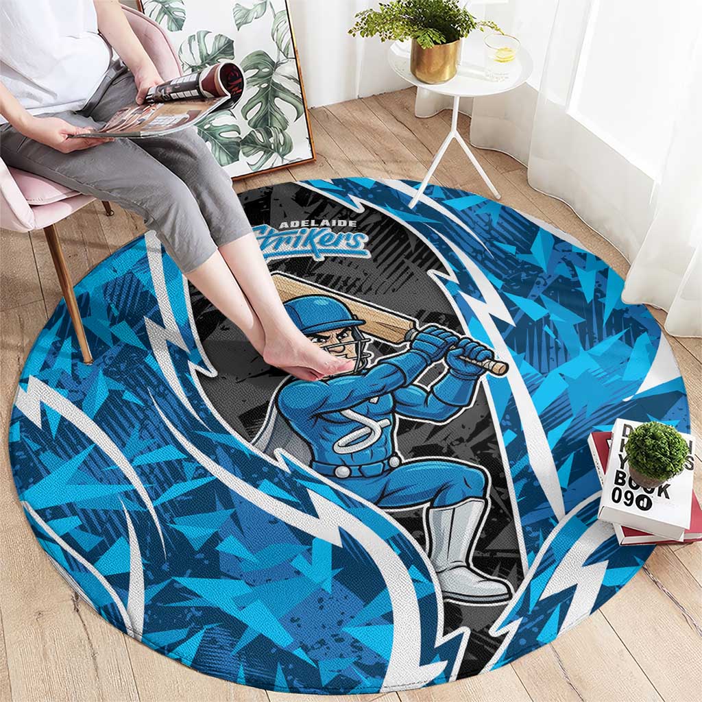 Adelaide Strikers Round Carpet Flaming Lightning Storm Geometric Sports Mascot Art