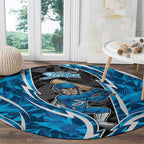 Adelaide Strikers Round Carpet Flaming Lightning Storm Geometric Sports Mascot Art