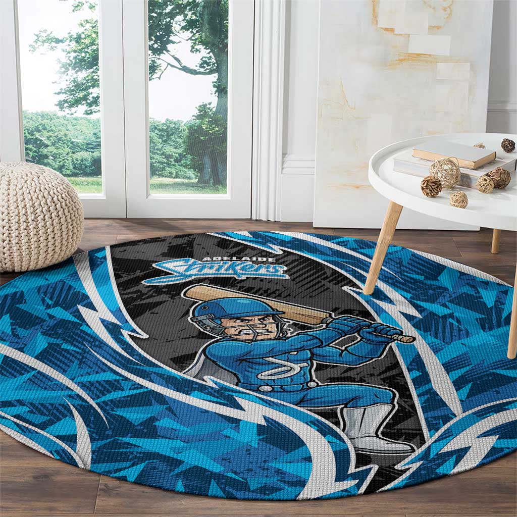 Adelaide Strikers Round Carpet Flaming Lightning Storm Geometric Sports Mascot Art