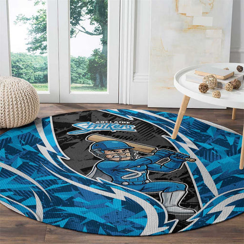 Adelaide Strikers Round Carpet Flaming Lightning Storm Geometric Sports Mascot Art