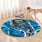 Adelaide Strikers Round Carpet Flaming Lightning Storm Geometric Sports Mascot Art