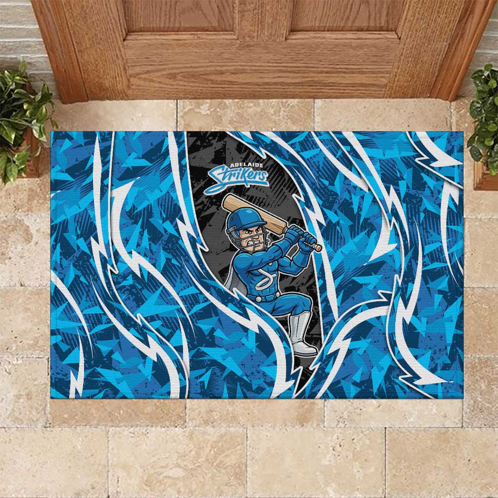Adelaide Strikers Rubber Doormat Flaming Lightning Storm Geometric Sports Mascot Art