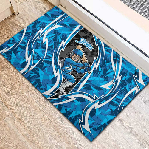 Adelaide Strikers Rubber Doormat Flaming Lightning Storm Geometric Sports Mascot Art