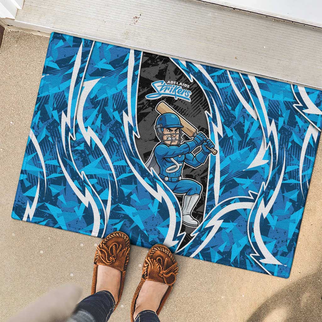 Adelaide Strikers Rubber Doormat Flaming Lightning Storm Geometric Sports Mascot Art