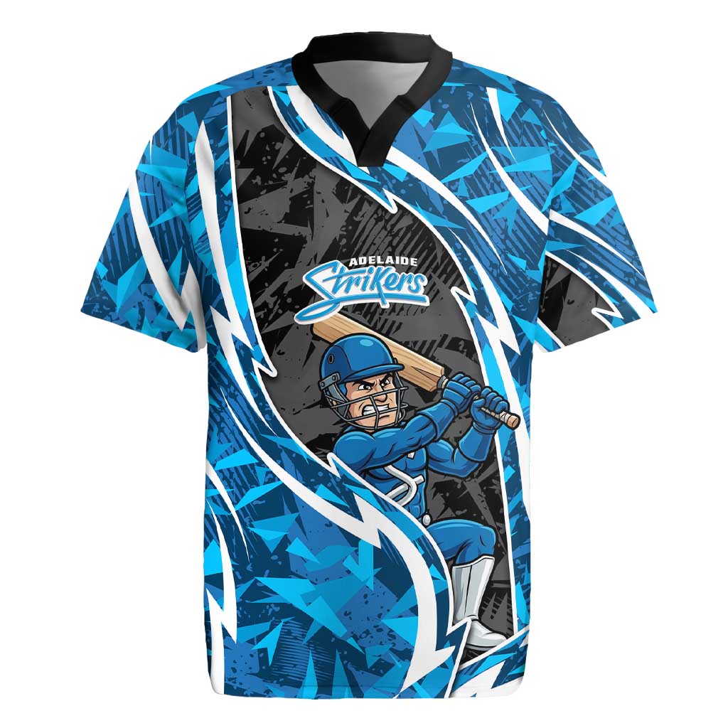 Adelaide Strikers Rugby Jersey Flaming Lightning Storm Geometric Sports Mascot Art
