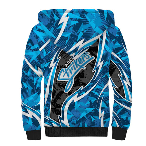 Adelaide Strikers Sherpa Hoodie Flaming Lightning Storm Geometric Sports Mascot Art
