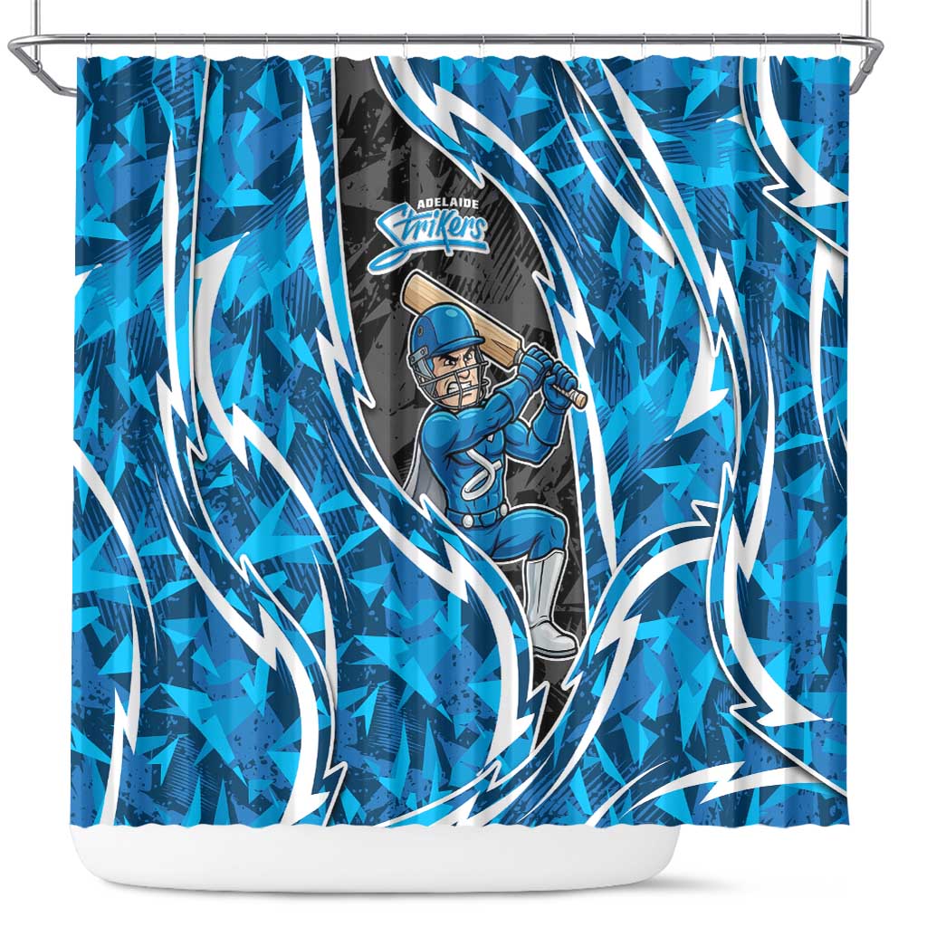Adelaide Strikers Shower Curtain Flaming Lightning Storm Geometric Sports Mascot Art