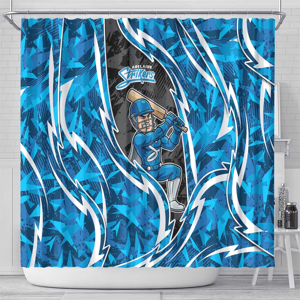 Adelaide Strikers Shower Curtain Flaming Lightning Storm Geometric Sports Mascot Art