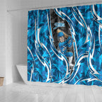 Adelaide Strikers Shower Curtain Flaming Lightning Storm Geometric Sports Mascot Art