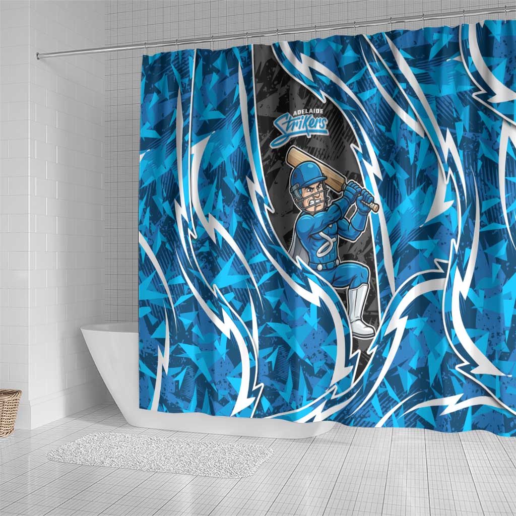 Adelaide Strikers Shower Curtain Flaming Lightning Storm Geometric Sports Mascot Art