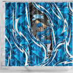 Adelaide Strikers Shower Curtain Flaming Lightning Storm Geometric Sports Mascot Art